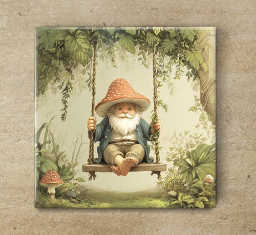 Garden Gnomes - ceramic tile trivet