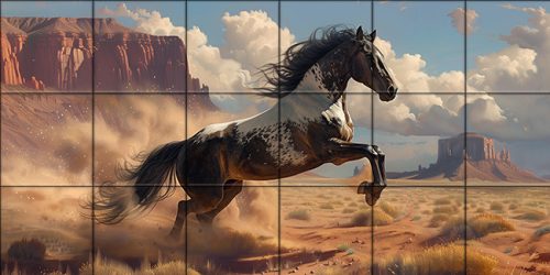 Ceramic tile mural - horses