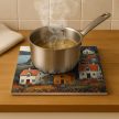 Village on the hill - ceramic tile trivet
