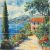 Mediterranean Tile Mural – Seaside Path with Stone House