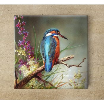 Ceramic tile mural - birds -Kingfisher II. 