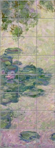 Claude Monet water lilies ceramic tile mural with pond and floral design