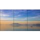 Ceramic tile mural of Badacsony at sunset with a rowing boat and lake reflections
