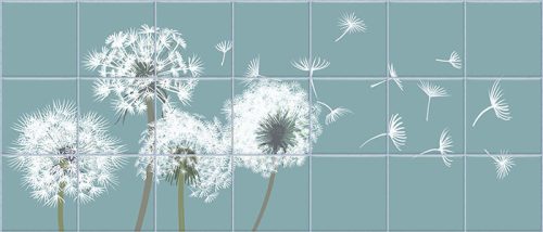 Ceramic tile mural - Butterfly and dandelion 