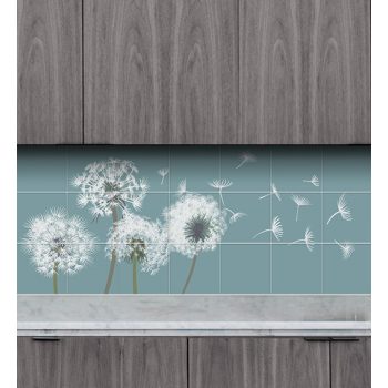 Ceramic tile mural - Butterfly and dandelion