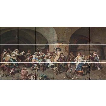 Ceramic tile mural - Fun in the wine cellar  Ceramic tile mural - Fun in the wine cellar