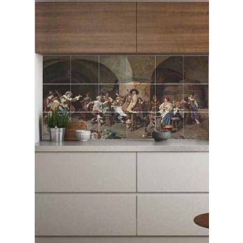 Csempekép mozaik - Mulatság a borospincében (91x45 cm)