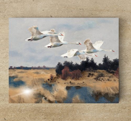 Tile mural - birds -Mute swans 
