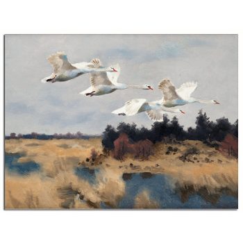 Tile trivet - birds -Mute swans 
