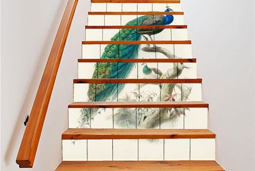 Homloklap csempe lépcsőre - Páva (120x90)