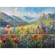 Mountain landscape with wildflowers – ceramic tile mural decor tile