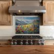 Mountain landscape with wildflowers – ceramic tile mural decor tile