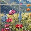 Mountain landscape with wildflowers – ceramic tile mural decor tile