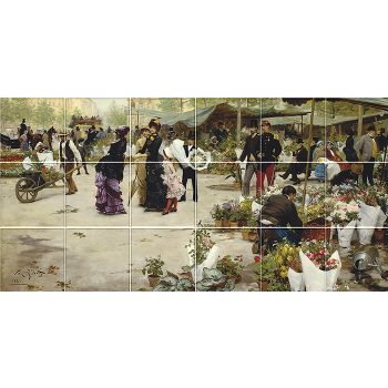 Ceramic tile mural - flower market  Ceramic tile mural - flower market