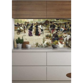 Ceramic tile mural - flower market