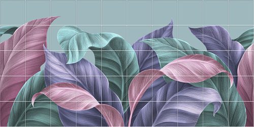Ceramic tile mural - palm leaves