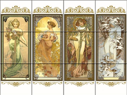 Alfons Mucha  csempe (60 x 45 cm)