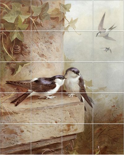Tile mural - birds -swallows 