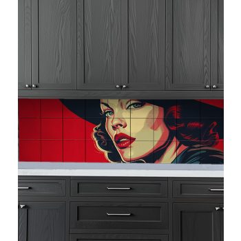 Ceramic tile mural - pop art -woman face