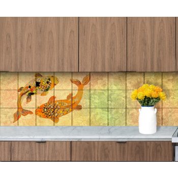 Tile mural - golden carps