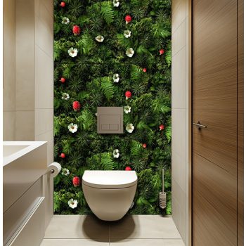 Forest floor desidned ceramic tile with moss, ferns, mushrooms