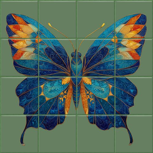 Ceramic tile mural - forget-me-not 