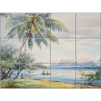 Csempe tahiti halászok mintával