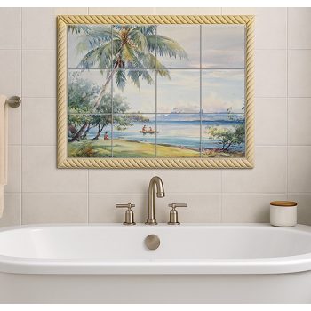 Csempe tahiti halászok mintával