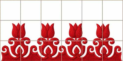 Erdélyi tulipános hímzés mintájú kerámia fali csempe