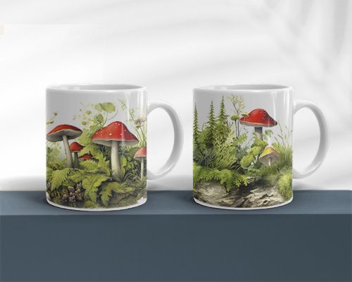 Mug set of 2 mugs with flower motif 
