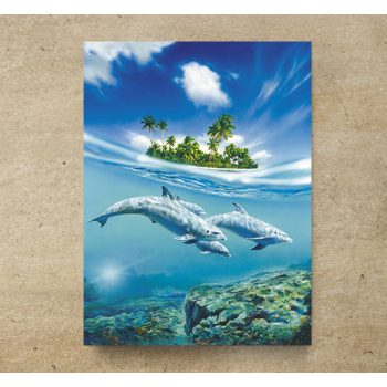 Tile trivet - water world -dolphins 