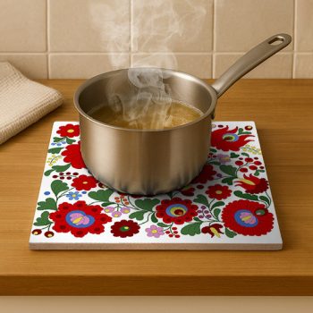 Matyó mintás edényalátét csempe. Dekoratív kerámialap.