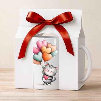 Balloon cat mug in gift box