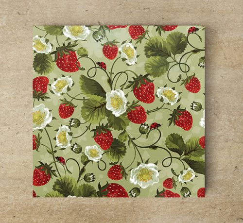 Blooming strawberry - ceramic tile trivet