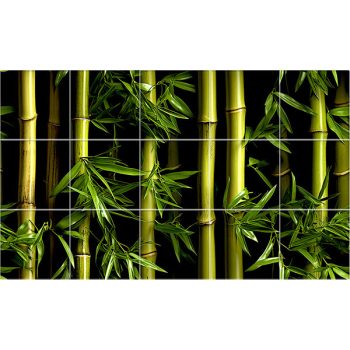 Tile mural with vibrant bamboo stalks and natural green leaves Tile mural with vibrant bamboo stalks and natural green leaves