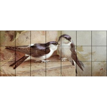 Tile mural - birds -swallows  Tile mural - birds -swallows
