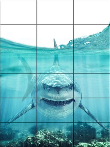 Tile mural - water world - Great White shark