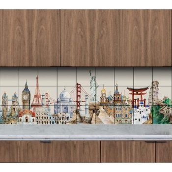 Híres épületek - Mozaik csempe (136x45 cm)