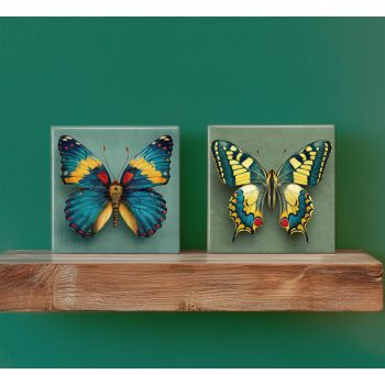 Tile trivet set - butterflies