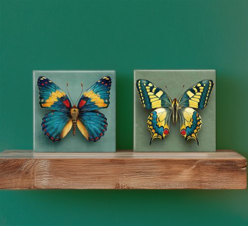 Tile trivet set - butterflies