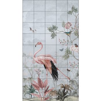 Ceramic tile mural flamingo 