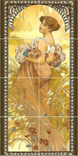 Nyár - Alfons Mucha csempekép