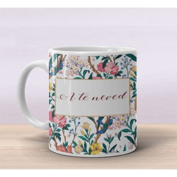Unique personalized name mug with flower decoration 