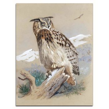 Ceramic tile trivet - birds -Eagle owl II. 