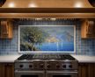 ceramic tile mural with mediterranean landscape orange tree and sea