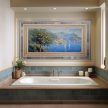 Mediterranean Tile Mural – Orange Tree & Seaside Town