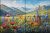 Mountain landscape with wildflowers – ceramic tile mural decor tile