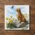 Cat with butterfly and dandelion - ceramic tile trivet
