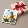 Cat with butterfly and dandelion - ceramic tile trivet