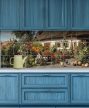 cottage garden with flowers and chickens – kitchen tiles